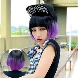 WIG Fashion Short Bob Hair Black+Purple Full Wigs Sexy Lolita Costume Cosplay Wig