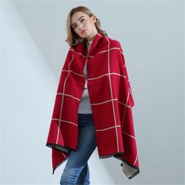 Autumn/winter new lady hot-selling double-sided double-sided stitching British decorative classic plaid imitation cashmere scarf woman