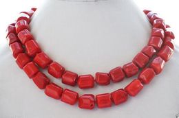 natural red coral beads necklace UK - Women Gift word Love Hot sale new Style >>>>>natural 32" 13x15mm massive red coral bead NECKLACE mujer for silver-jewelry