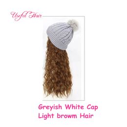 Wool caps for girls Newly wig Knitted wool hat knitted wool hat Synthetic Hair hats canada Warm Long Hair Wig Hat for Women
