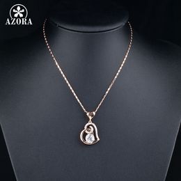 Fashion-Rose Gold Colour Stellux Crystals Heart Pendant Necklace For Valentine's Day Of Love Tn0009 Jewerly Christmas Gift