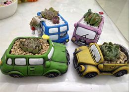 Retro Creative Car Flower Pot Mini Garden Planters Garden Plant Succulent Planter Desk Flower Pot Cactus Plant Pot Home Office Decoration