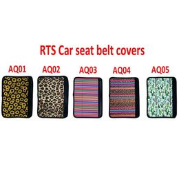 Fashion Cactus sunflower Leopard Print Neoprene Car Safety Seat Belt Strap Soft Shoulder Pads Covers for party Wedding Favors Gift For Guest