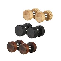 Wholesale 100pcs /lot Wooden Barbell Ear Stud Fashionable Earrings Body Piercing Jewellery For Men and Women