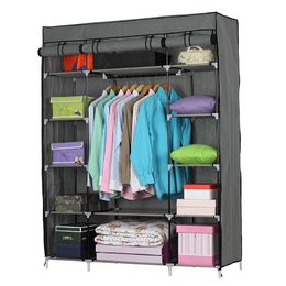 71inches Good quality Portable Closet Wardrobe Clothes Rack Storage Rack Organizer with Shelf Black color