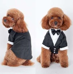 Pet Dog Cat Clothes Prince Wedding Suit Tuxedo Bow Tie Puppy Coat