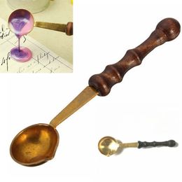 Retro Wood Handle Scoop Vintage Stamp Sealing Wax Spoon Anti Hot DIY Candle Fittings ZZA1439-5 600pcs