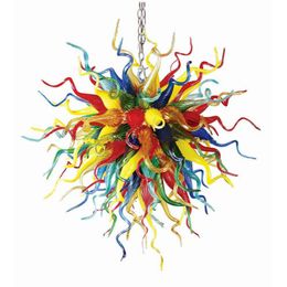 Colours Round Shape Chandelier Lamps with Rainbow Colour 70x70cm Chain Hanging Lamp for Villa Stair Decor