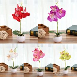 Mini Artificial Butterfly Orchid Bonsai DIY Artificial Butterfly Orchid Silk Flower Bouquet Bonsai Phalaenopsis Wedding Home Decoration H015
