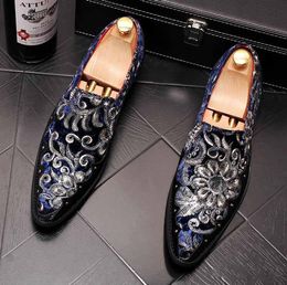 New arrival Man dress shoes pointed Velvet Sequin embroidery designer mens dress shoes luxury wedding Homecoming shoes office for male