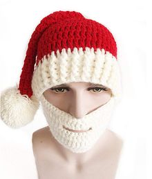 Knit Xmas Beanies and beard for adult christmas decorations women men Santa Claus hat Cap with Mask for Christmas Party Gifts