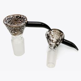 Factory direct sale 14mm and 18mm Glass Bowl With Handle Coloured Hookahs Smoking Bong Bowls Piece For Water Bongs Dab Rigs