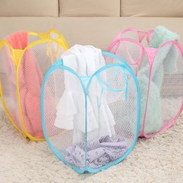 Multi Colour Mesh Open Up Washing Laundry Hamper Foldable Laundry Basket Household Clothing Organiser Dirty Clothes Baskets