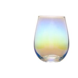 20oz Lead-free Crystal Egg Cup Wine Glass Tumbler Modern Large Capacity Ion-plated Rainbow Transparent Household Living Room Craft EEA1290-3