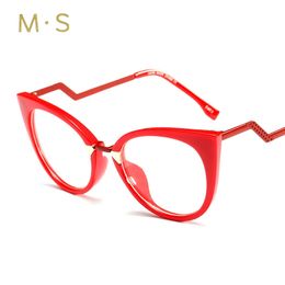 Wholesale-MS Cat eye Glasses Frames for Women Brand Designer Eyeglasses M Nail Clear Leses Frame Oculos De Sol Feminino Gafas 97320