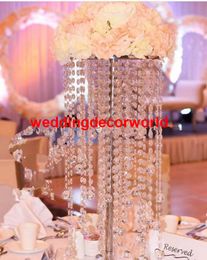 New style Tall Silver Flower Stand Crystal Table Centrepiece Wedding Decoration decor344