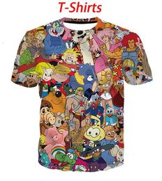 New Fashion Mens/Womans cartoons collage 80s T-Shirt Summer Style Funny Unisex 3D Print Casual T Shirt Tops Plus Size AA0161