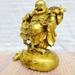 Copper Buddha Buddha Maitreya gold ornaments pick lucky Home Furnishing living room office decoration