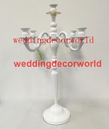 New style Table top white painted flower bowl crystal candle holder 5 arms candelabra wedding Centrepieces for table Centre decor000102