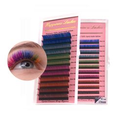 Colorful Eyelash Extension 6 different colors, 3D individual Lashes Silk Mink Lashes Premium lashes 12 Lines in One Tray HPNESS