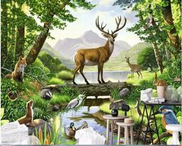 beibehang wallpaper for kids room Custom Rainforest Elk Fox Forest Pines Photo Wallpaper papier peint mural 3d papel de parede