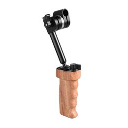 CAMVATE Holzhandgriff mit integriertem Kugelkopf Anschluss 15mm Doppelstabklemme für Kamera Cage Kit (auf beiden Seiten) Item Code: C2242