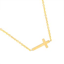 Fashion- Jesus Christian Jewellery Gold Colour Cross Pendant Necklace Prayer Christ Mens Women Girl Kids Stainless Steel Chain Christmas Gift