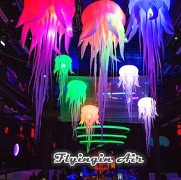 Customised Concert Backdrop Props Hanging Lighting Inflatable Jellyfish Balloon With RGB Light For Night Club And Party Decoration