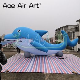 7 Meters Long Blue And White Outdoor Event Advertising Gaint Inflatable Dolphin Model Inflatable Animal For Aquarium/Zoo Promotion
