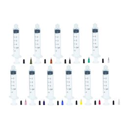 5ml Industrial Syringes with Plastic 0.25 Inch and Mixed Size Blunt Tip Fill Dispensing Needle Total Pack of 11