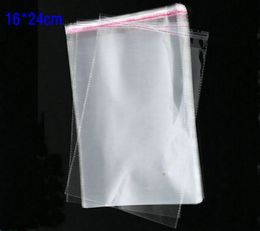 100pcs/Lot 16*24cm Clear Resealable Cellophane/BOPP/Poly Bags Transparent Opp Bag Packing Plastic Bags Self Adhesive Seal