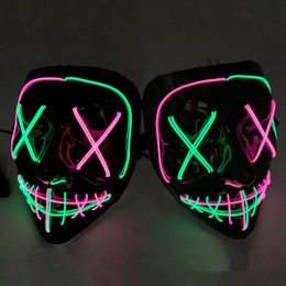 7 styles Halloween LED Glowing Mask Party Cosplay Masks Club Lighting Bar Scary Masks ZZA1201 50pcs