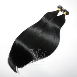 VMAE Brazilian #1 Color 120g 22" To 24" Inch Straight Unprocessed Virgin FLAT TIP Human Hair Extensions