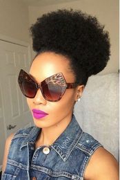 Cute women ponytail afro kinky curly puff 4c clip in drawstring ponytail human hair 120g colors fast delivery