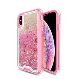 For Samsung A11 A21 A01 Galaxy S20 A20 A10E Camera Protection Shockproof Triple Combo Quicksand Glitter Flow PC TPU Phone Case Cover