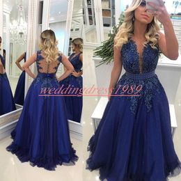 Elegant Sheer Neck Evening Dresses Applique Beads Plus Size Saudi Arabia Vestidos De Festa Party Dress Prom Formal Pageant Celebrity Gowns