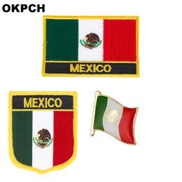 Mexico flag patch badge 3pcs a Set Patches for Clothing DIY Decoration PT0134-3