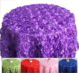 Various colours Round Table cloth rosette embroider table cover 3D rose flower design for wedding party el round259Q