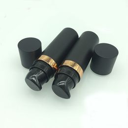 100Pcs 15ml Matte Black Cosmetic Airless Bottles Plastic Treatment Pump Lotion Containers With Black Lids