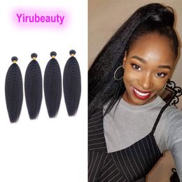 hair perm machine UK - Indian Human Virgin Hair 4 Pieces lot Kinky Straight Yaki New Hair Products Four Bundles Natural Color Double Wefts