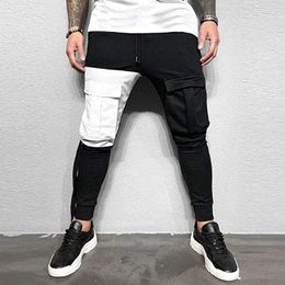 QNPQYX men's streetwear hip hop pants autumn men stitching long pants slim causal full length trousers fashion pocket design dropshipping