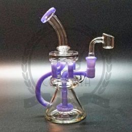 Tall Big Thick Hookahs Water Pipes Klein Recycler Oil Rigs Unique Glass Water Bong Waterpipe With 14mm banger 10 Inchs