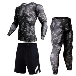 Men's Sportwear Suit Winter Thermal Underwear Gym jogging Quick-drying tights Compressed clothing jiu jitsu rash guard male