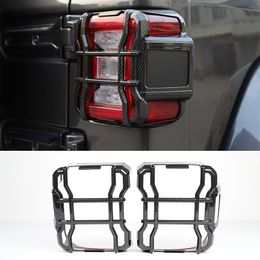 ABS Carbon Fiber Rear Tail Light Lamp Cover Protector Trim For Jeep Wrangler JL 2018+ LED light source