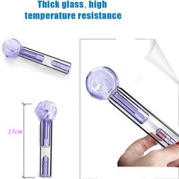 6 Inch Smoking Purple Glass Spoon water Pipe bubbler With Side Carb Hole Length Pipes For Dry Herb Hand Smoking Hookah