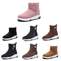 2019 heiße Nicht-Marken-Designer-Winterstiefel für Damen, dreifach schwarz, rot, beige, braun, Leder, Wildleder, Schneestiefel, warm halten, 35–40, Stil 14