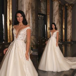 floral bridal dresses vneck sleeveless lace appliqued wedding dress ruffle court train custom made robes de marie