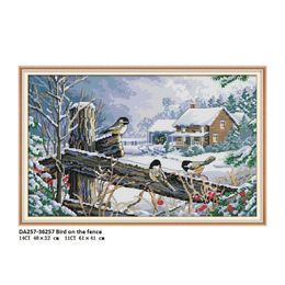 The Bird on the Fence DA257 Cross Stitch Kits 11CT Printed Fabric 14CT Canvas DMC Suitable for Beginners Clear Patterns Embroidery