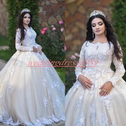 Vintage Arabia Long Sleeve Lace Wedding Dresses Said Mhamad Church African Plus Size vestido de noiva Arabic Bridal Gown Ball Country Bride