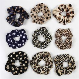 Leopard Velvet Scrunchies Hair Accessories For Women Girl Elastic Hair Ring tie Ponytail Holder Rubber pleuche Dot Hair Band